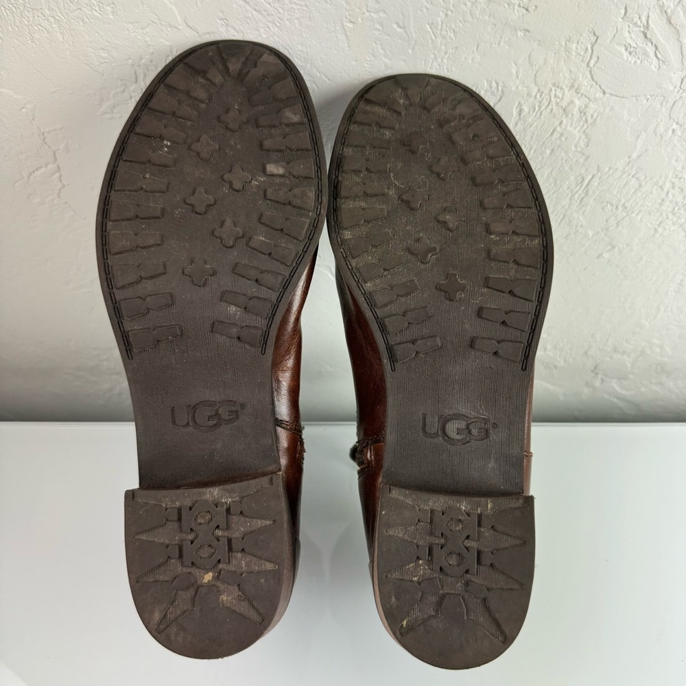 Ugg Boots Penelope Booties Solid Dark Brown‎ Genuine Leather Sheepskin Lined Zip - Picture 10 of 12